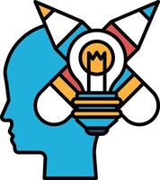 A head with a light bulb on top of it vector