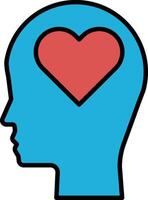 A blue head with a red heart in the middle vector