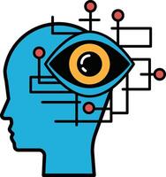 A blue head with a yellow eye and red dots surrounding it vector