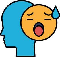 A cartoon of a head with a mouth open and a frowning face vector
