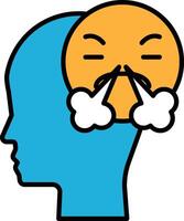 A cartoon of a person with a blue head and an angry face with a red mouth vector