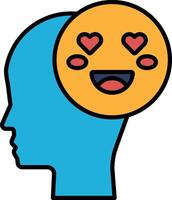 A cartoon head with a smiling face and two hearts on it vector
