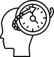 head with a circle around it with a clock in the middle vector
