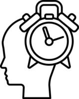 cartoon of a head with a alarm clock on it vector