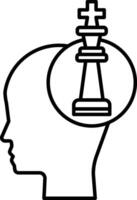 head with a chess piece on top of it vector