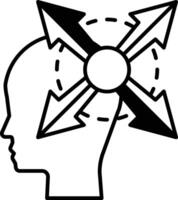 head with four arrows pointing in different directions vector
