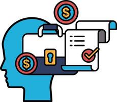 A man's head with a briefcase and a piece of paper with a check on it vector
