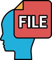 A blue head with a red file on it vector