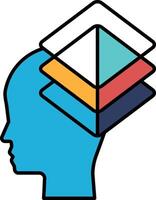 A blue head with a white and multicolored triangle on top of it vector