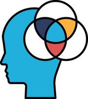 A blue head with three circles on it vector