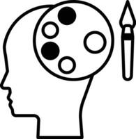 head with a brush and a palette of colors vector
