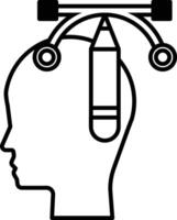 head with a pencil in the middle vector