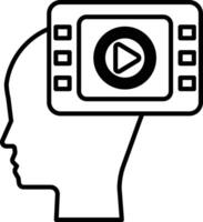 head with a screen with a play button on it vector