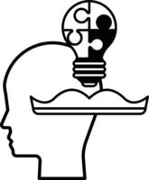 head with a light bulb on top of it vector