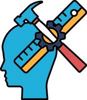 A blue head with a hammer and a ruler on it vector
