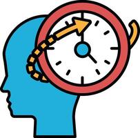 A blue head with a red circle around it with a clock in the middle vector
