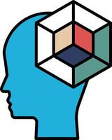 A blue head with a cube on top of it vector