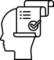 head with a white piece of paper with a check mark on it vector
