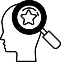 head with a magnifying glass on it and a star in the middle vector