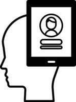 head with a tablet on top of it vector