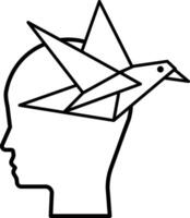 head with a bird on top of it vector