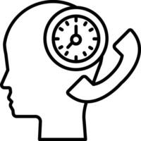 head with a clock on it and a phone on the right side vector