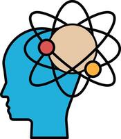 A blue head with a brain and a circle with three red dots in the middle vector