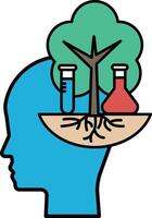A head with a tree and a beaker in its mouth vector