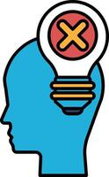 A head with a light bulb and an X over it vector
