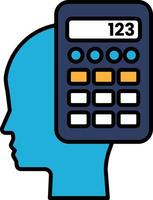 A blue head with a calculator on top of it vector