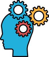 A blue head with three gears on it vector