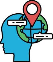 A blue head with a red dot on it and a globe in the middle vector