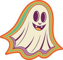 Playful Retro Ghost with Cheeky Boo Grin and Wavy Tail vector