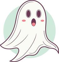 Minimalist Ghost Boo with Surprised Expressio sketch art illustrationn vector