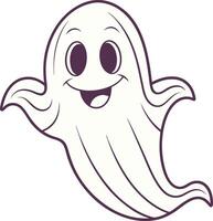 Playful Retro Ghost Boo with Cheeky Grin and Wavy Tail vector