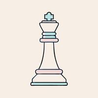 Minimalist Chess King Piece With Soft Pastel Colors And Outline Illustration vector
