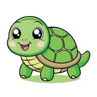 Adorable Cartoon Turtle Illustration With Big Eyes And Friendly Smile On White Background vector