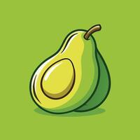 Cartoon Style Avocado Half Illustration On Green Background For Food Concepts vector