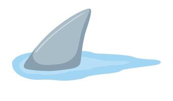 Shark fin. Predatory fish under water with waves. Drawing for print with dangerous marine. vector