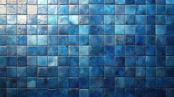 Textured blue tiles create a vibrant and artistic background in this contemporary setting photo