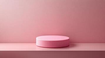 Soft pink circular display on a clean flat surface against a uniform pink backdrop for stylish visual presentations photo