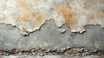 Textured wall with peeling paint and exposed layers in an abandoned building photo