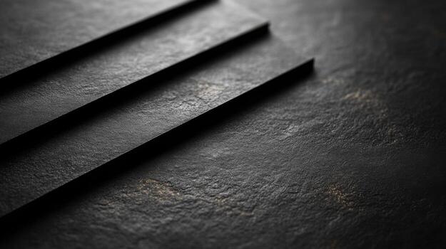 Textured black surface with layered elements creates a dramatic visual effect in a minimalist design photo