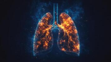Visual representation of lungs highlighting breathing issues related to asthma and cystic fibrosis in an abstract manner photo