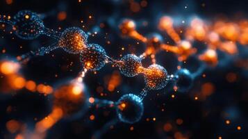 Molecular structures exhibiting vibrant colors in a digital representation of chemical bonds and interactions photo