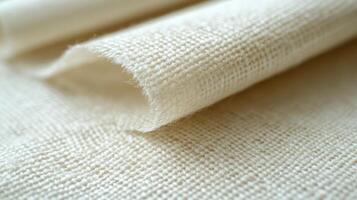 Natural woven fabric displayed flat, showcasing texture and color in a well-lit indoor setting photo