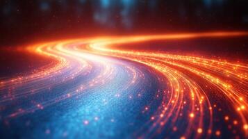 Vibrant light trails weave through dark space creating an enchanting visual experience at night photo