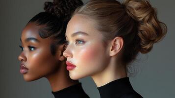Stunning profile portraits of diverse models showcasing beauty and elegance in a studio setting photo