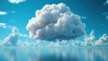 Cloud floating over calm ocean waters under a clear blue sky during daytime with soft waves reflecting sunlight photo