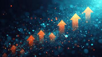Trends in digital growth visualized through ascending arrows against a dark background photo